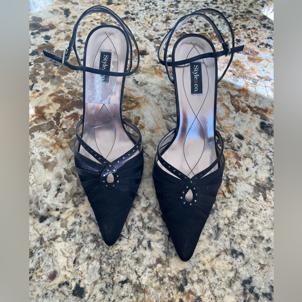 Satin ankle strap heels